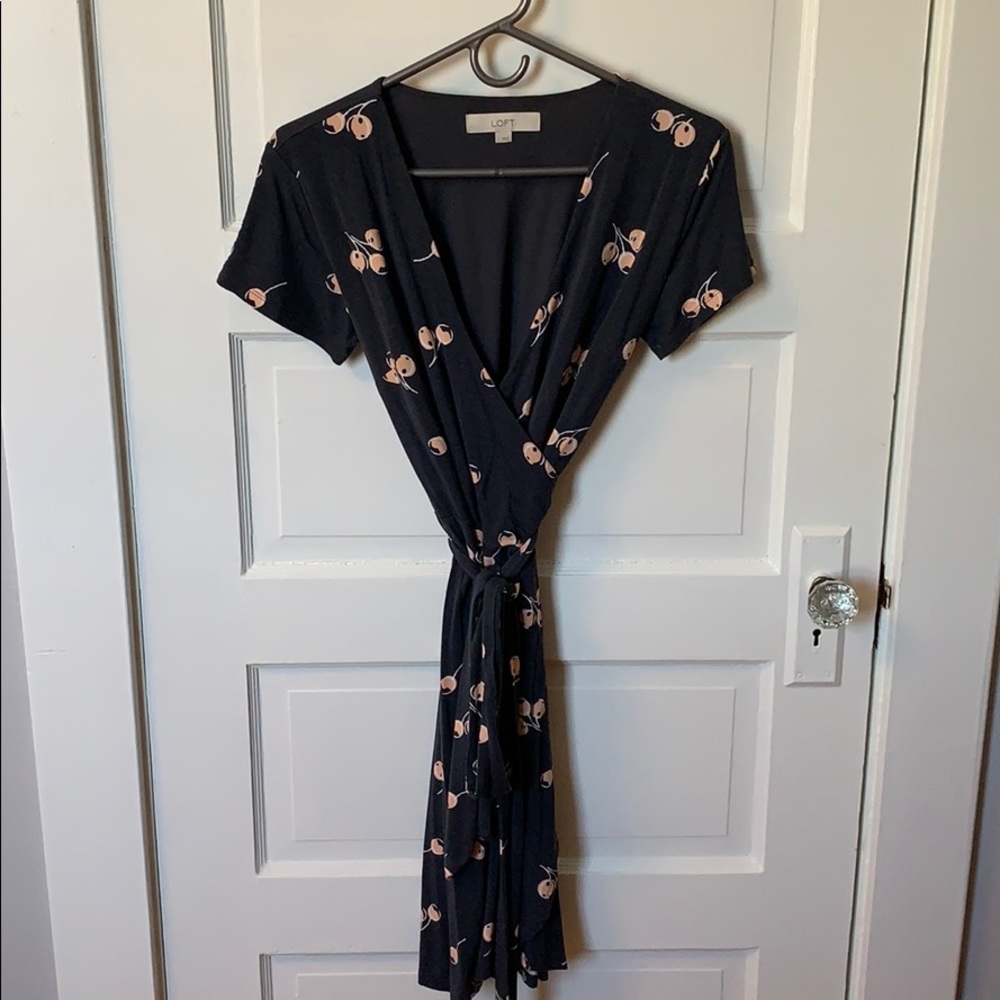 Cherry print wrap dress